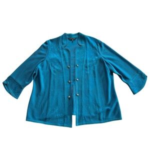 Ming Wang Vibrant Blue Textured Tonal Knit Split sleeve Jacket Size 2X